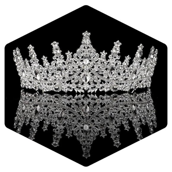 Crystal Tiara Women Crown Silver Rhinestone Royal Bridal Halloween Cosplay main image 7